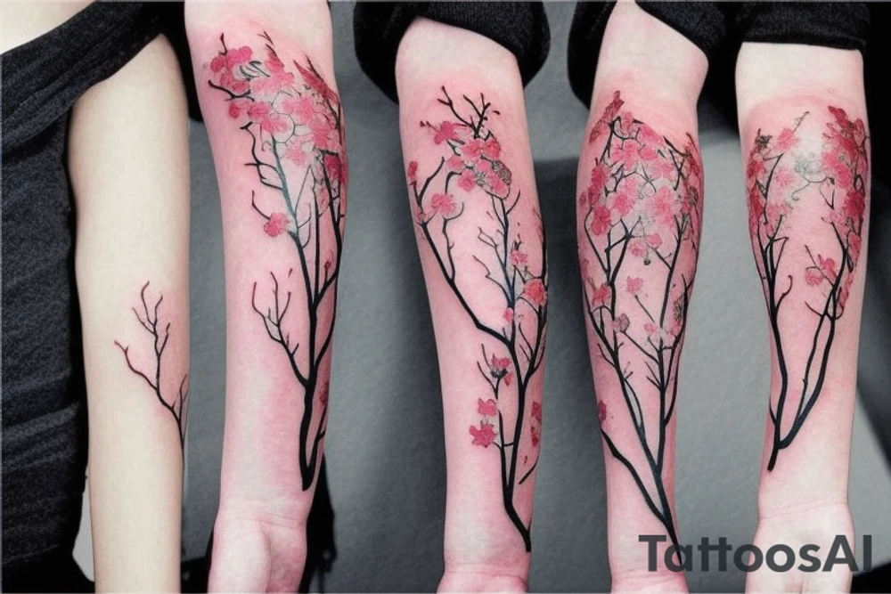 Beautiful Asian and cherry blossoms tattoo idea