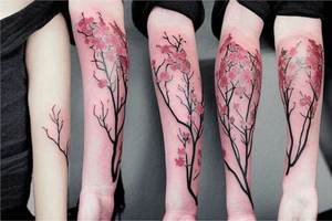 Beautiful Asian and cherry blossoms tattoo idea