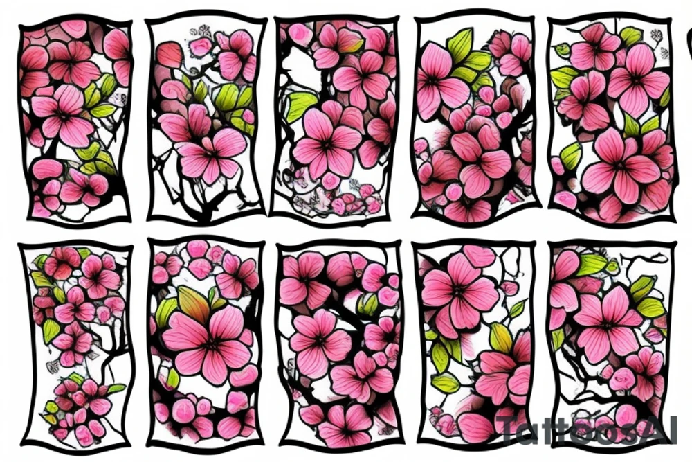 Beautiful girl and cherry blossoms tattoo idea