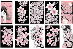 Beautiful girl and cherry blossoms tattoo idea