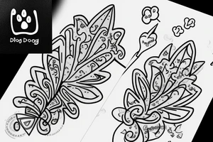 Dog paw integrated witty lucky charm leaf tattoo idea