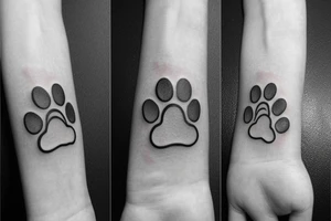 Dog paw integrated witty lucky charm leaf tattoo idea
