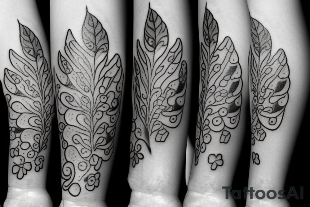 Dog paw integrated witty lucky charm leaf tattoo idea