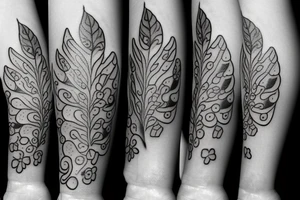 Dog paw integrated witty lucky charm leaf tattoo idea