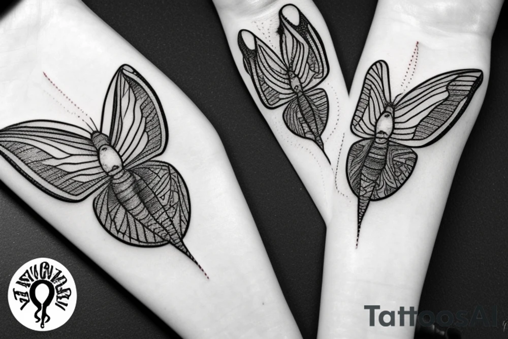 moth merging into leaves tattoo idea