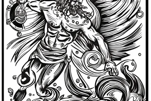 Greek Treme escaping Poseidon in a storm tattoo idea