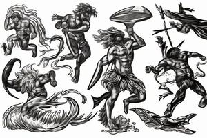 Hoplite escaping Poseidon in a storm tattoo idea