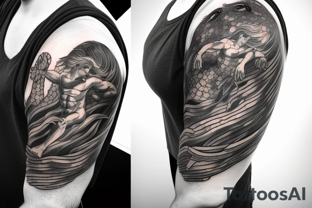 Hoplite escaping Poseidon in a storm tattoo idea