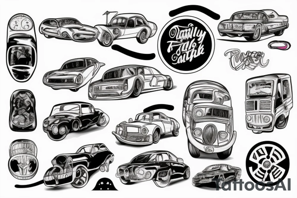 A family with car tattoo idea