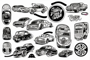 A family with car tattoo idea
