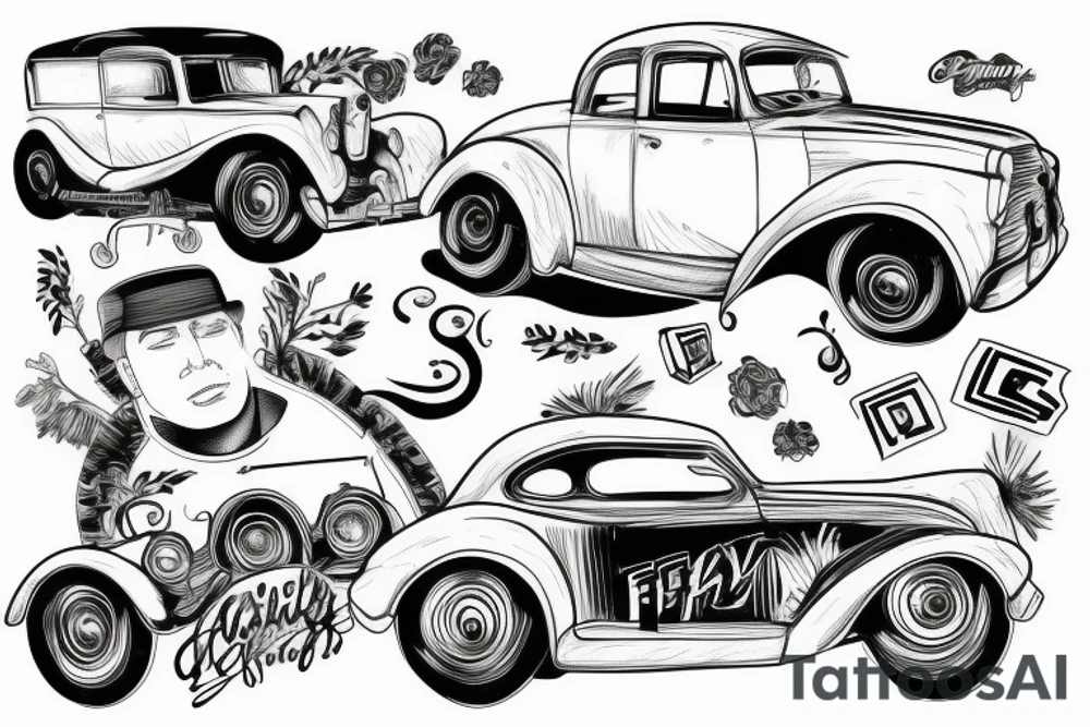 A family with car tattoo idea