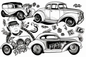 A family with car tattoo idea