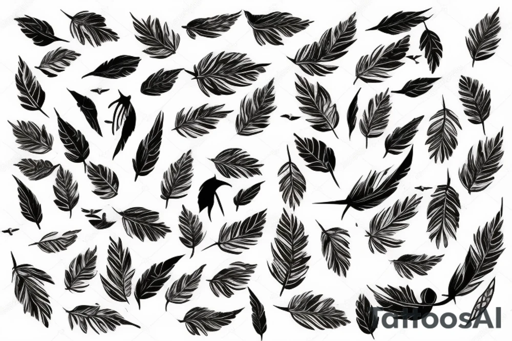 A tree with leaves turning into flying birds tattoo idea