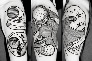 astronaut suttung on half moon fishing stars tattoo idea