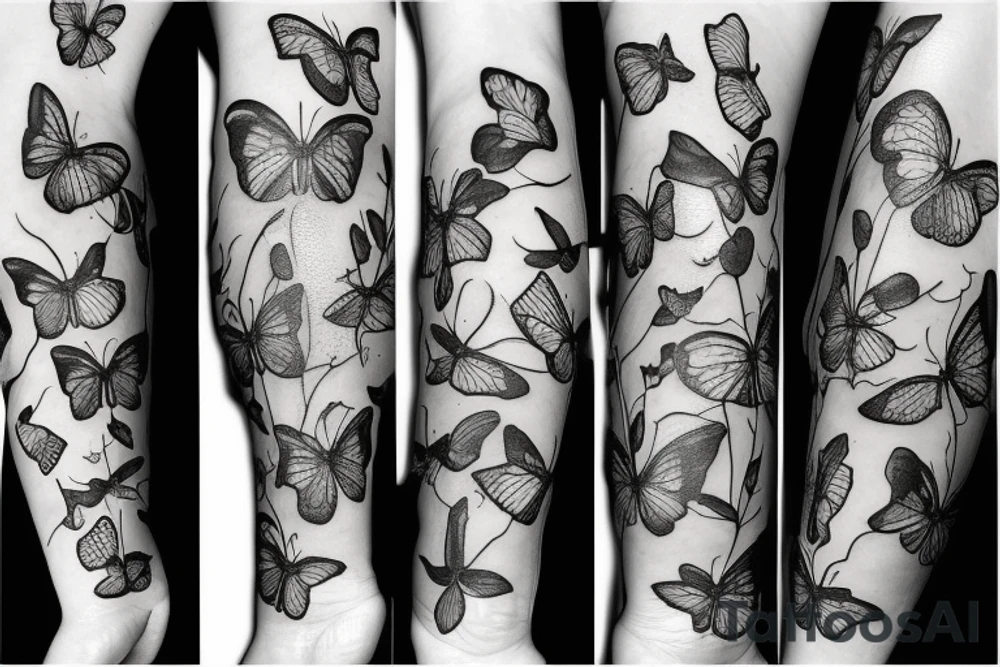 butterflies and flowers tattoo idea