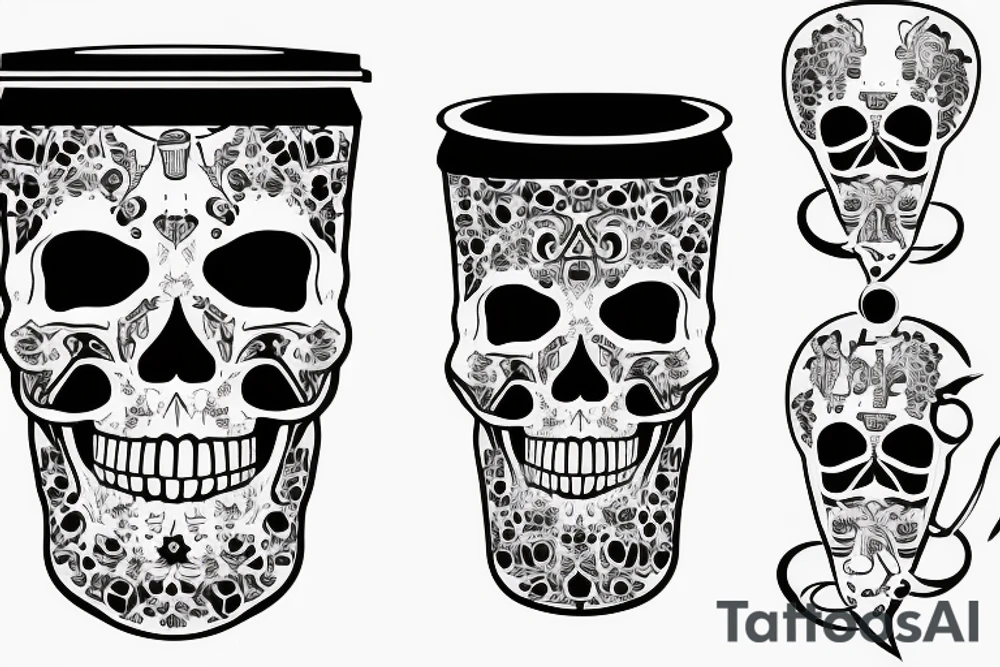 coffe cup with a skull tattoo idea
