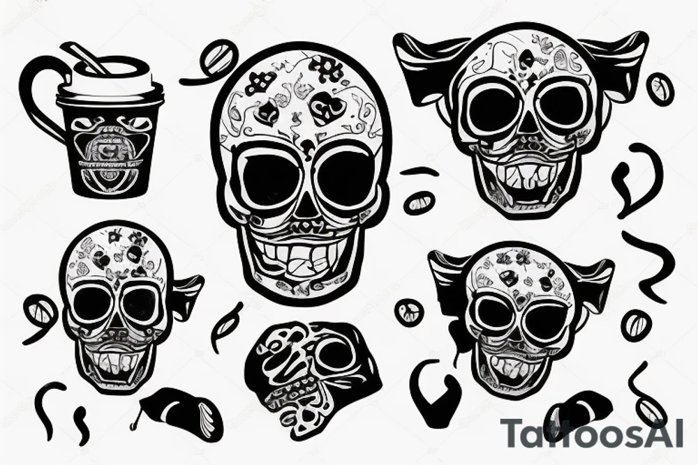 coffe cup with a skull tattoo idea