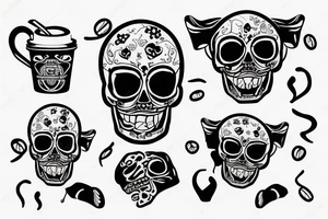 coffe cup with a skull tattoo idea