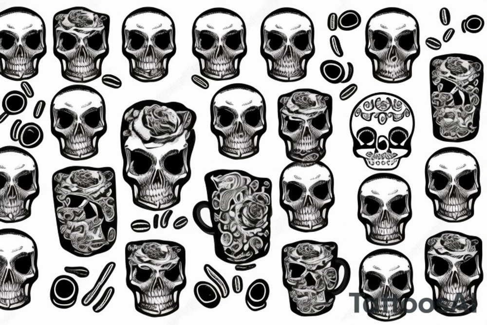 coffee cup with a skull tattoo idea