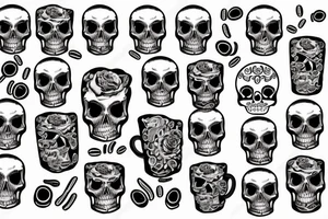 coffee cup with a skull tattoo idea