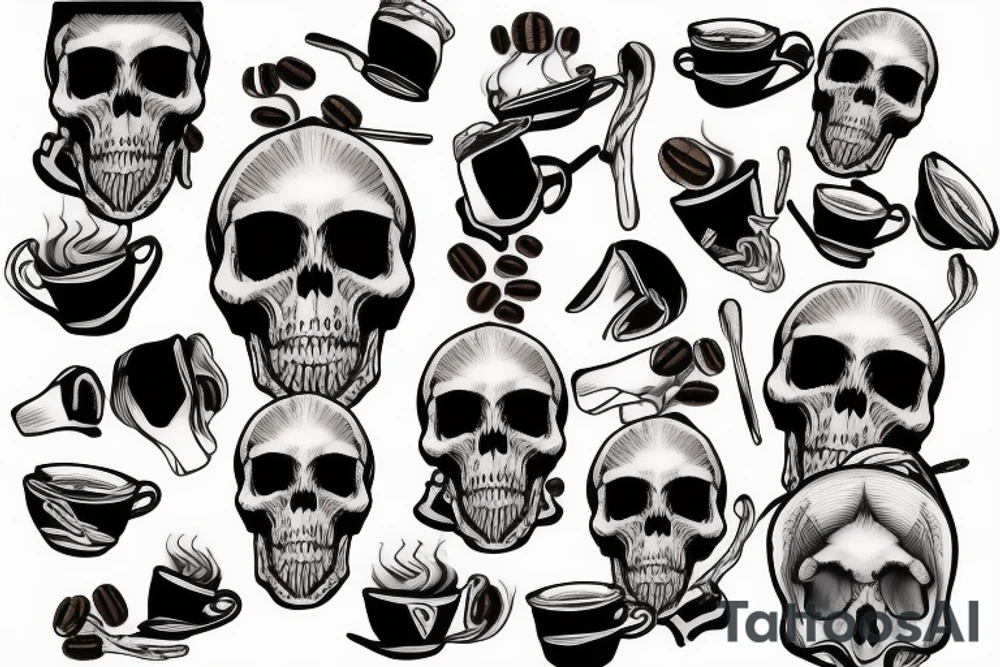coffee cup with a skull tattoo idea