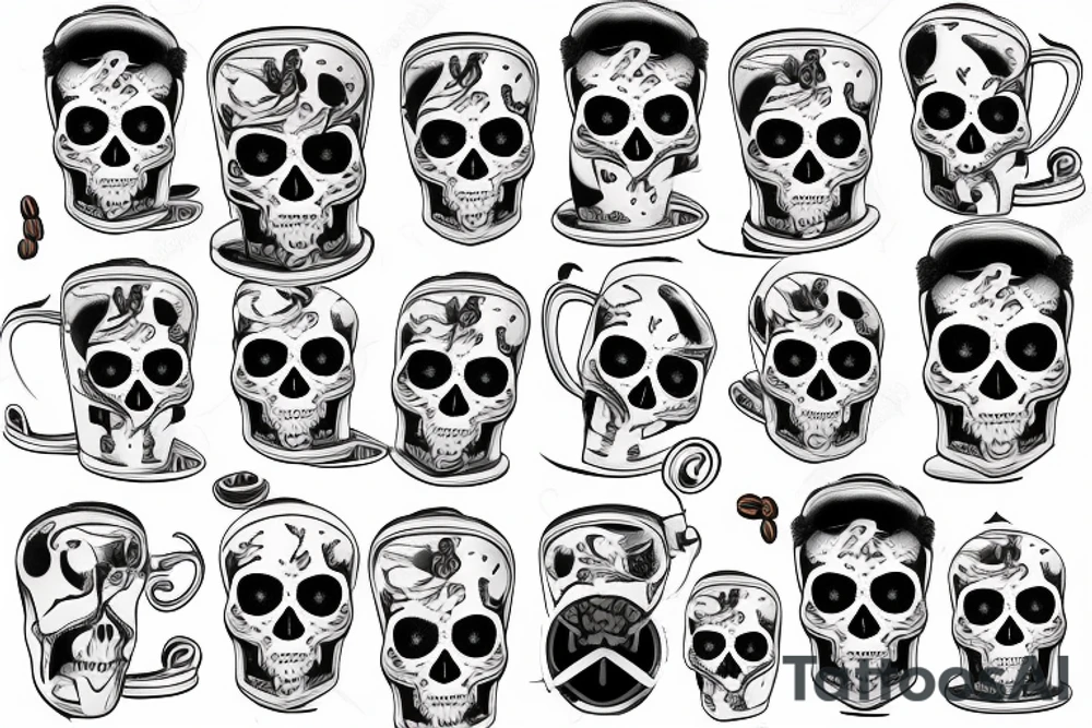 coffee cup with a skull tattoo idea