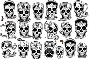 coffee cup with a skull tattoo idea