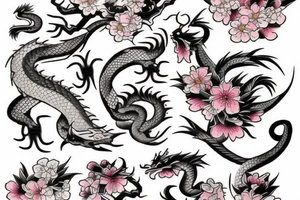 a Japanese tattoo with cherry blossoms and a dragon tattoo idea