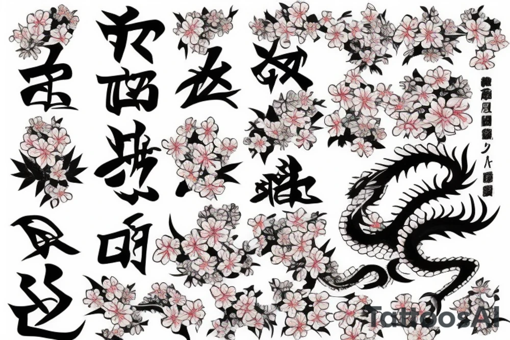 a Japanese tattoo with cherry blossoms and a dragon tattoo idea
