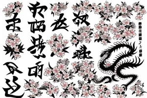a Japanese tattoo with cherry blossoms and a dragon tattoo idea