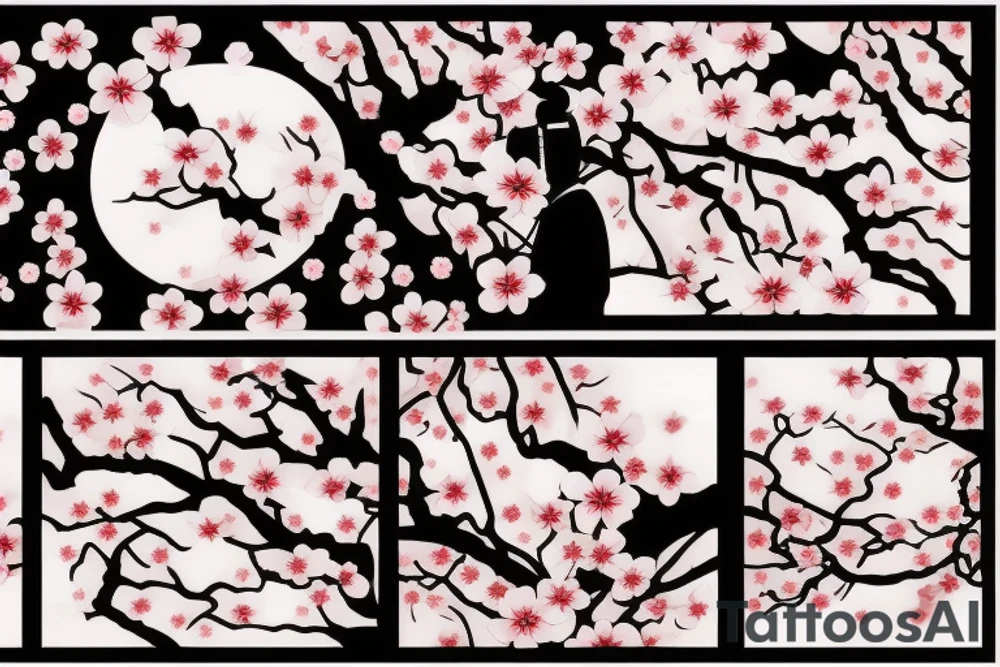 cherry blossoms, a samurai, and a motivational quote tattoo idea