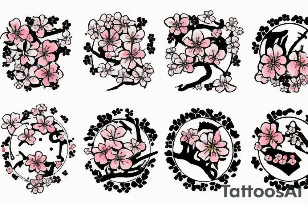cherry blossoms, a samurai, and a motivational quote tattoo idea