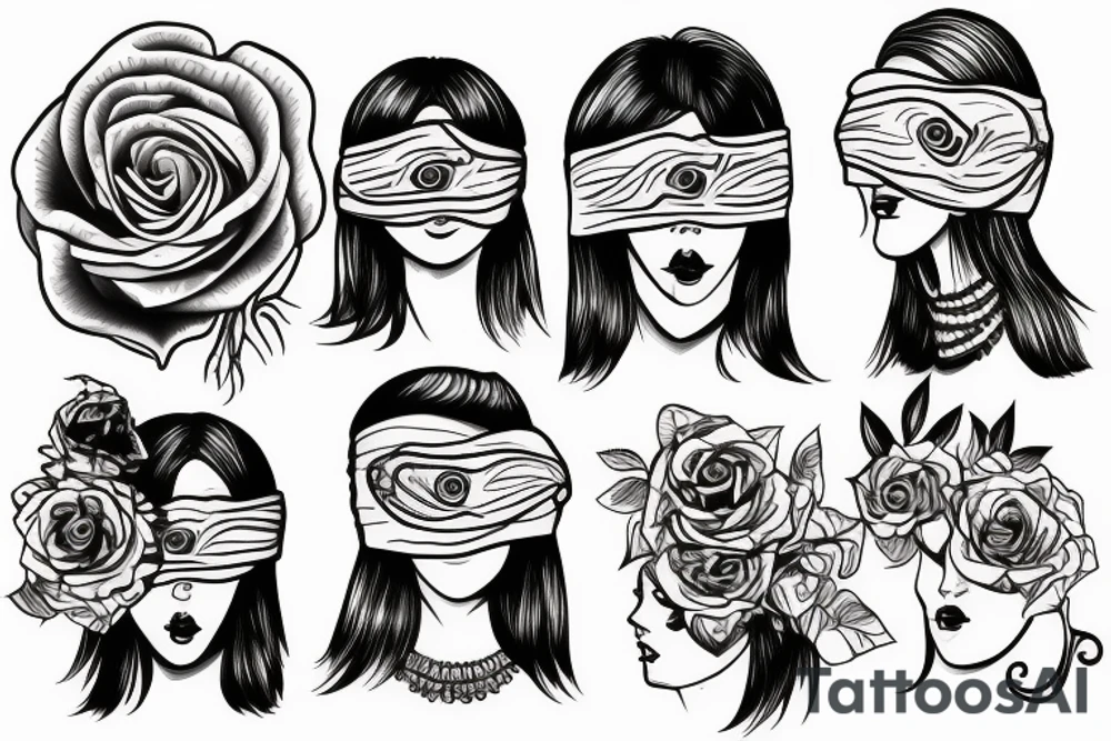 Blindfolded woman tattoo idea