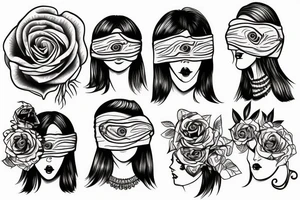 Blindfolded woman tattoo idea