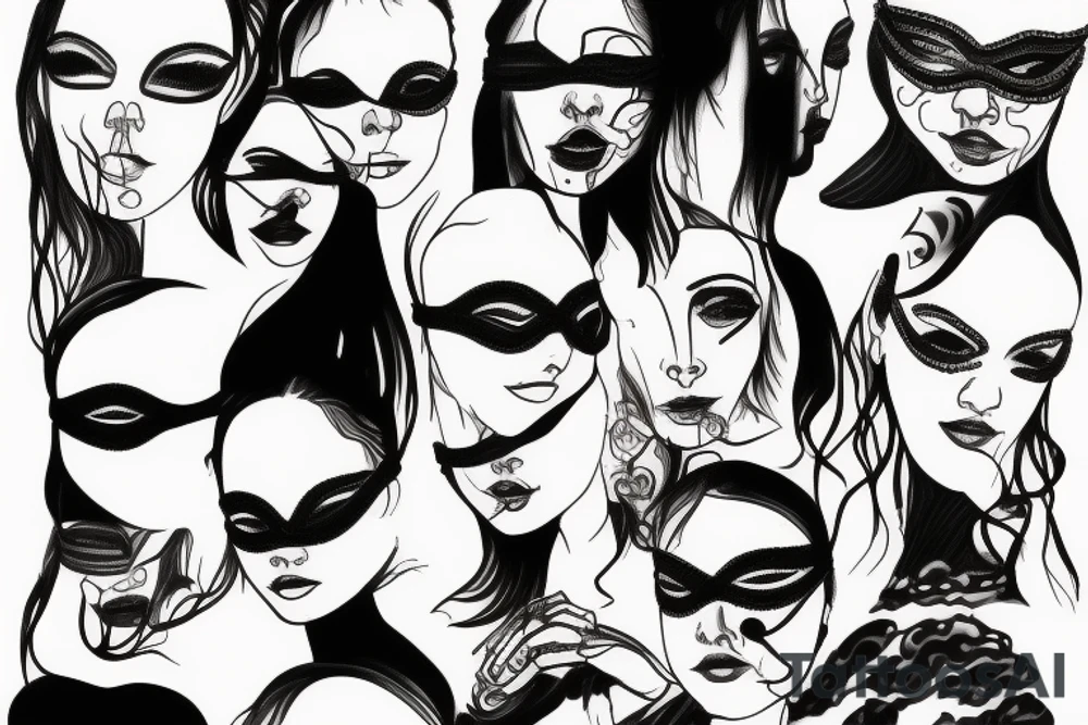 Blindfolded woman tattoo idea