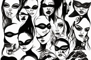 Blindfolded woman tattoo idea