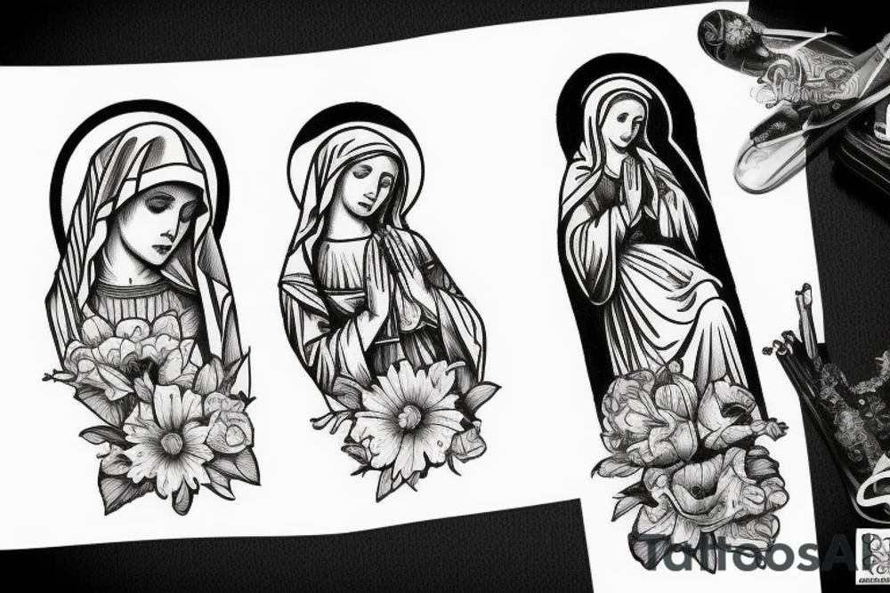 Virgin mary praying tattoo idea