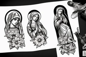Virgin mary praying tattoo idea