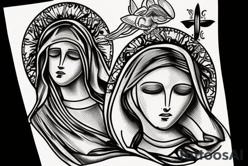 Virgin mary praying tattoo idea