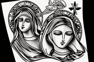 Virgin mary praying tattoo idea