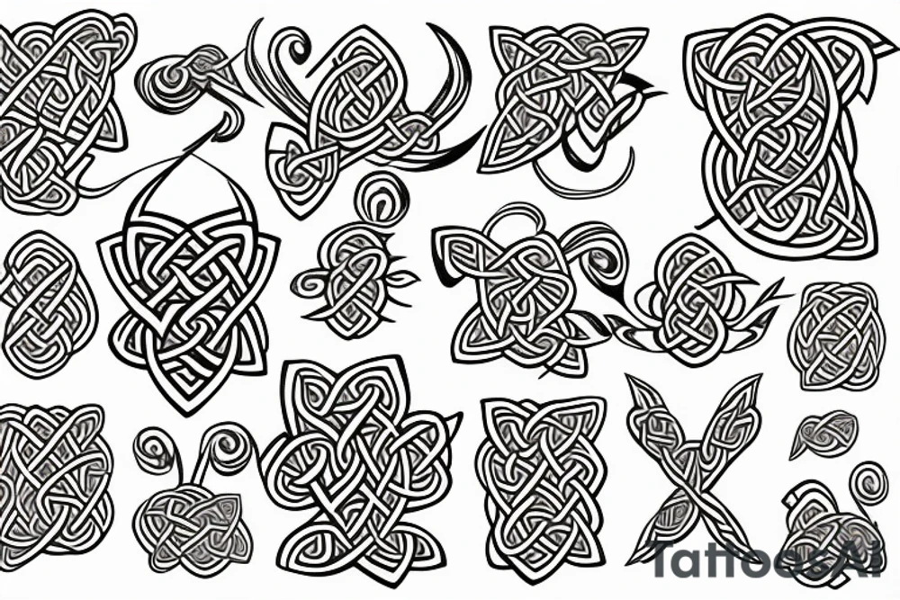 Celtic design of lightning striking fleur de lis tattoo idea