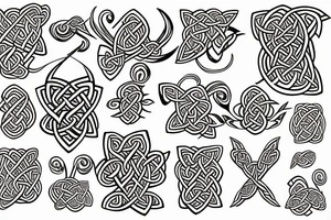 Celtic design of lightning striking fleur de lis tattoo idea