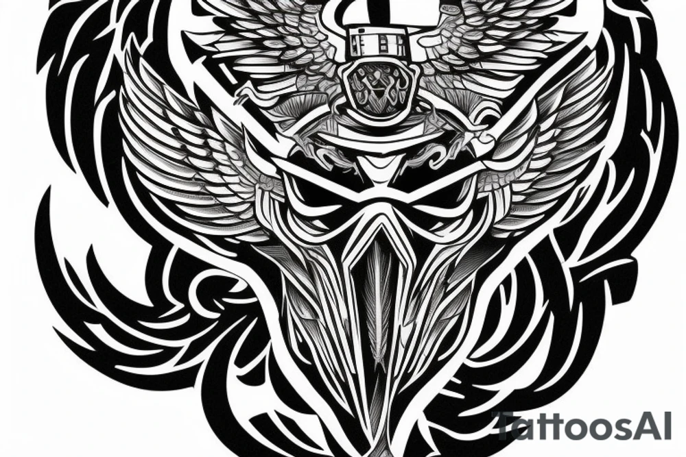 Double headed eagle with a fighter's helmet on the chest. tattoo idea Double headed eagle with a fighter's helmet on the chest. tattoo idea