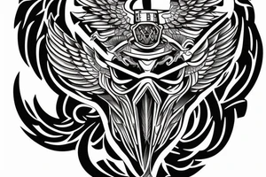 Double headed eagle with a fighter's helmet on the chest. tattoo idea