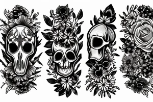 Horse skull and wildflowers tattoo idea