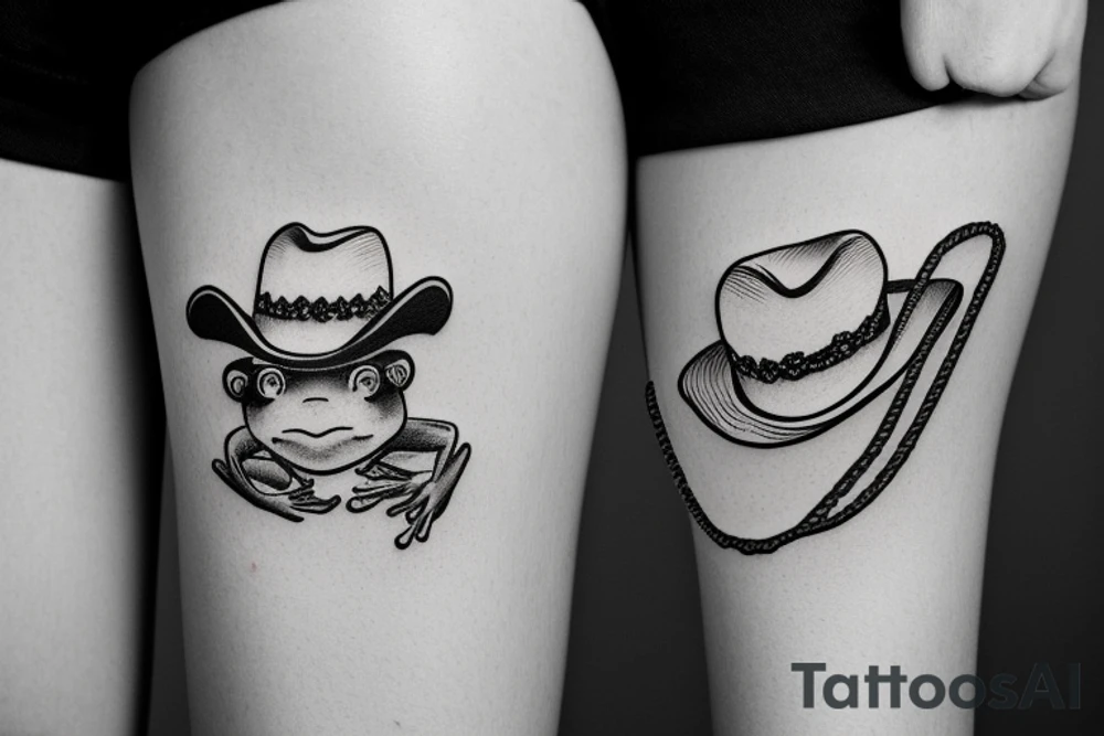 Frog wearing a cowboy hat with a lasso tattoo idea