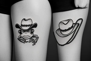 Frog wearing a cowboy hat with a lasso tattoo idea