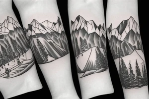 chairlift over snowy mountains tattoo idea