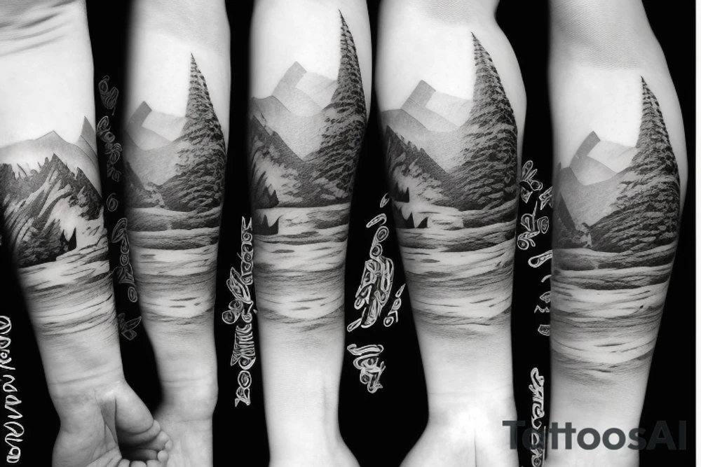 chairlift over snowy mountains tattoo idea