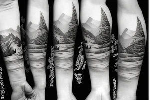 chairlift over snowy mountains tattoo idea